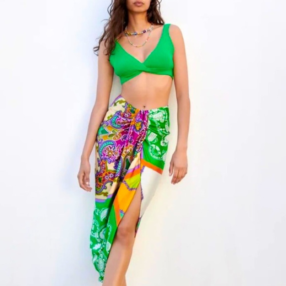 RESORT ~ ZARA Colorful Satin Skirt